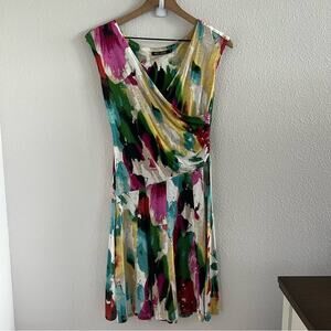 Nic + Zoe Abstract Art to Wear Dress Modest Mature Artsy XS